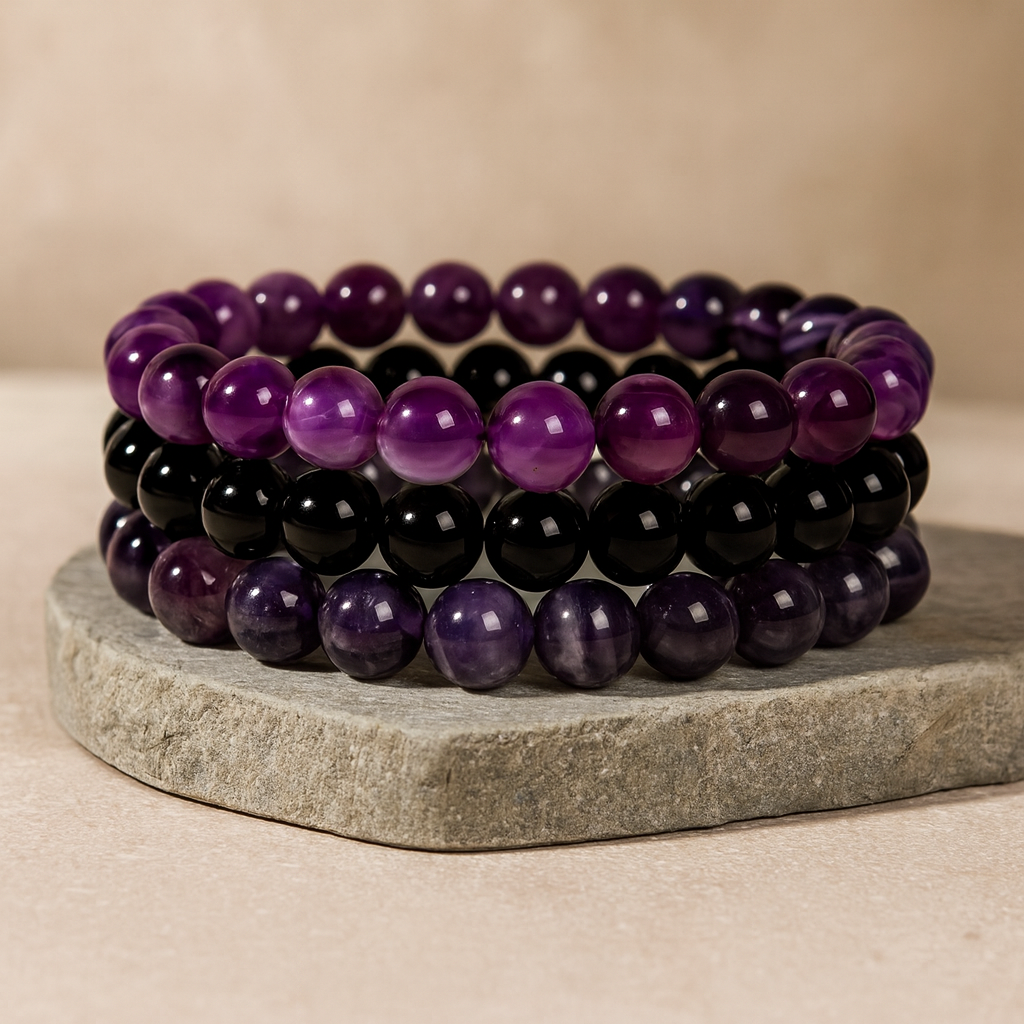 Agate Violette, Onyx Noir, Améthyste : trois énergies en profondeur