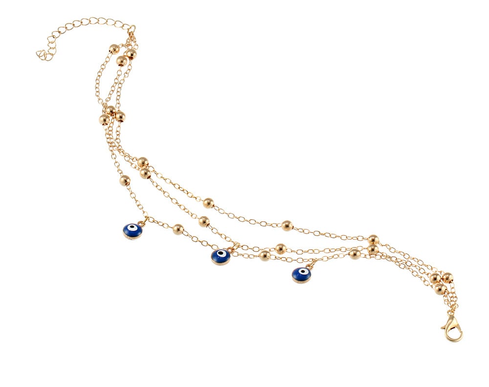 Bracelet de Cheville "Connexion à la Terre" en Oeil Bleu