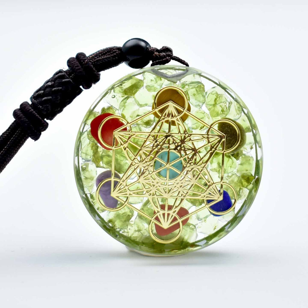 Pendentif Énergie des 7 Chakras - Cube de Metatron