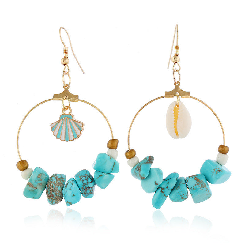 Shell Starfish Asymmetric Earrings