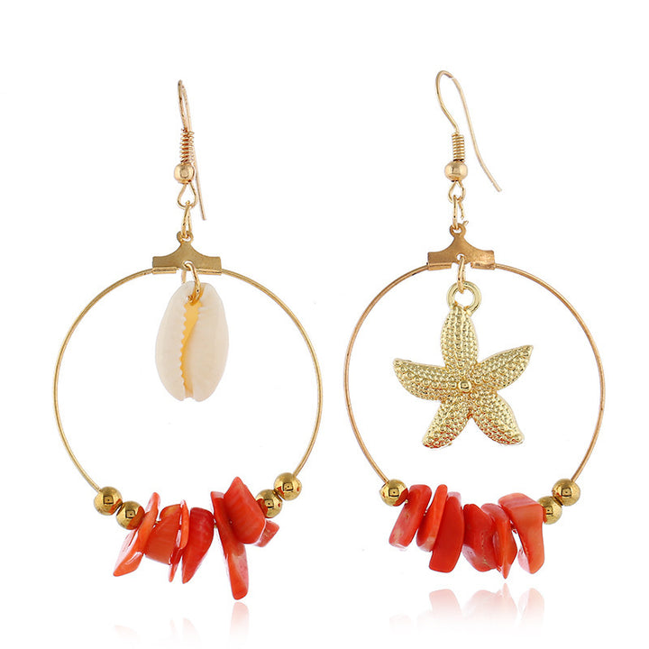 Shell Starfish Asymmetric Earrings