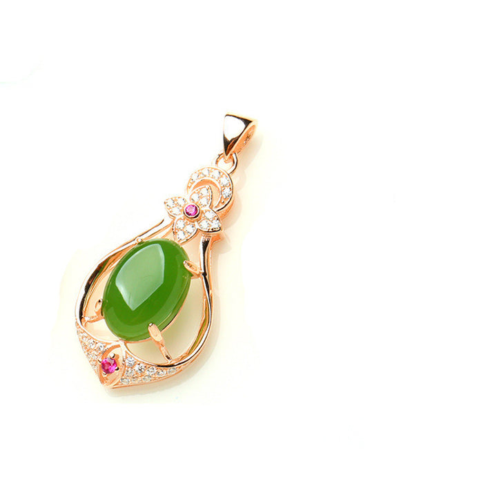 Rose Gold Diamond Necklace Natural Jade Jasper Pendant Fashion Hetian Jade Necklace Jade Pendant Necklace Female Wholesale