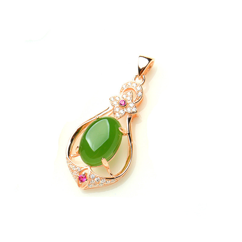Rose Gold Diamond Necklace Natural Jade Jasper Pendant Fashion Hetian Jade Necklace Jade Pendant Necklace Female Wholesale
