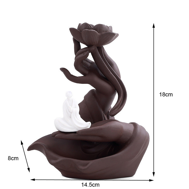 Brûleur d’Encens à Reflux en Céramique – Main du Lotus