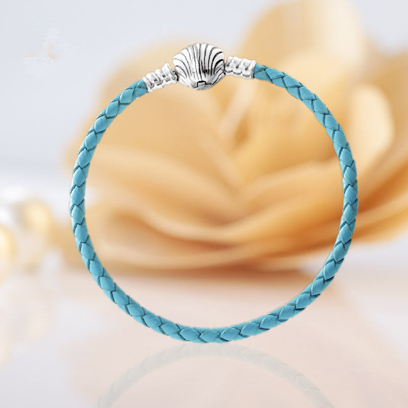 Leather ocean shell bracelet