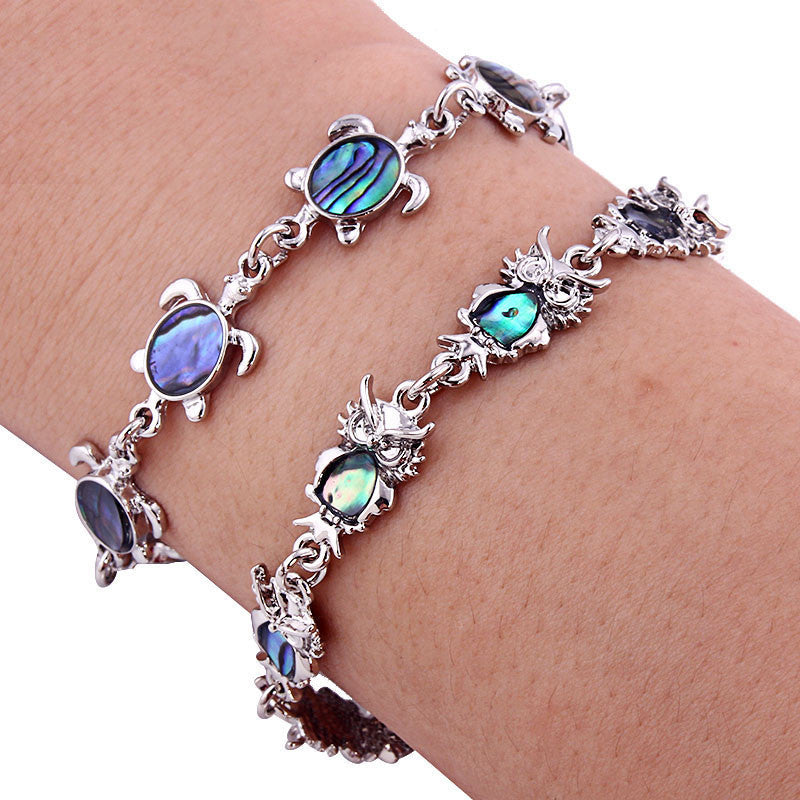 Turtle owl shell bracelet