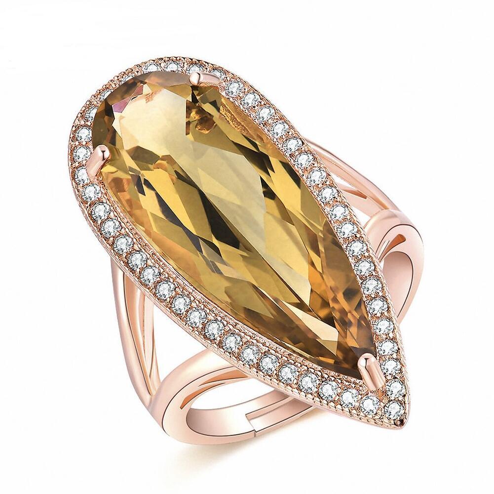 Bague de Luxe en Citrine Naturelle – Élégance en Goutte d’Or