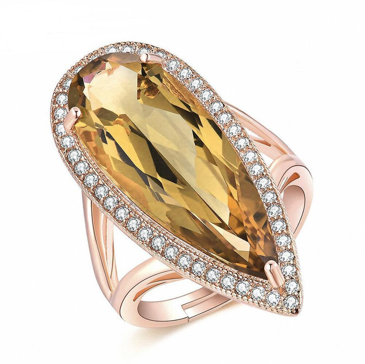 Bague de Luxe en Citrine Naturelle – Élégance en Goutte d’Or