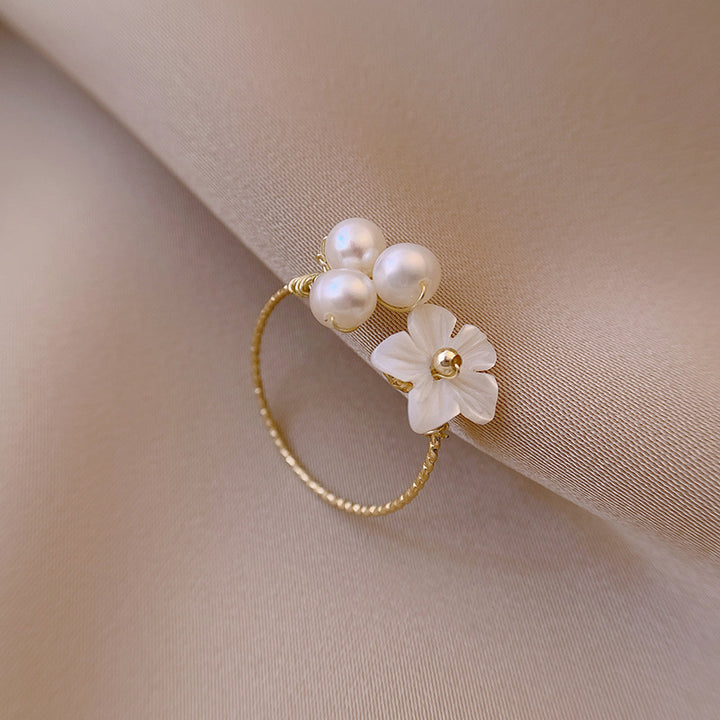 Freshwater Pearl Shell Flower Index Finger Ring