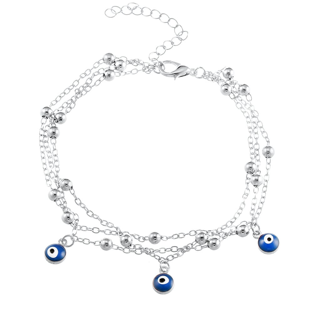 Bracelet de Cheville "Connexion à la Terre" en Oeil Bleu