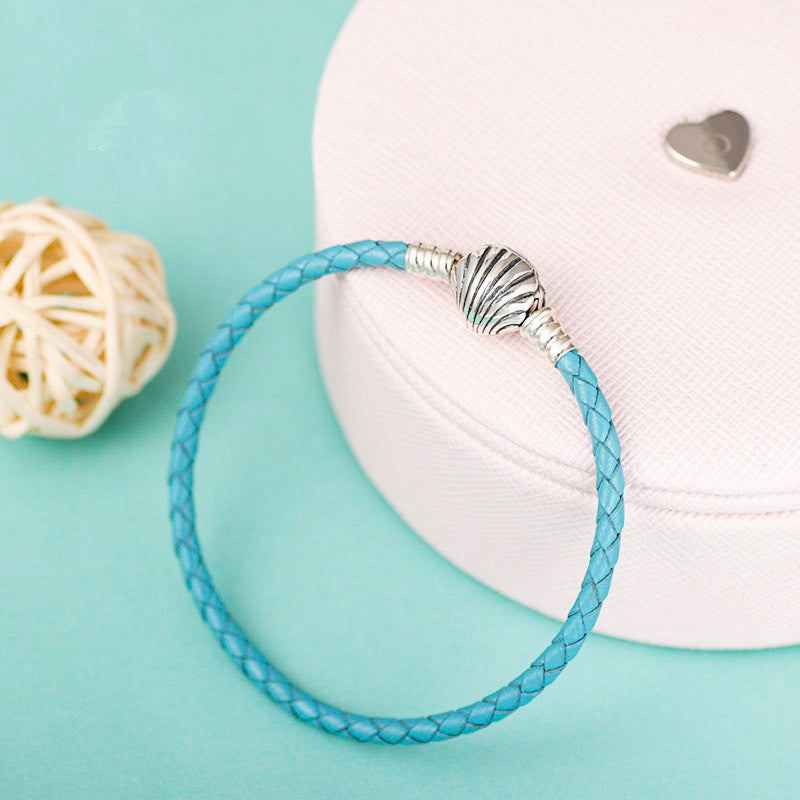 Leather ocean shell bracelet