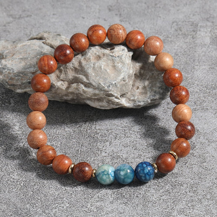 Bracelet "Connexion à la nature" en Perles de Bois et Agate - Style Ethnique
