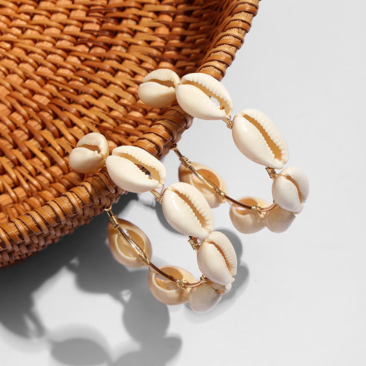 Natural shell alloy earrings