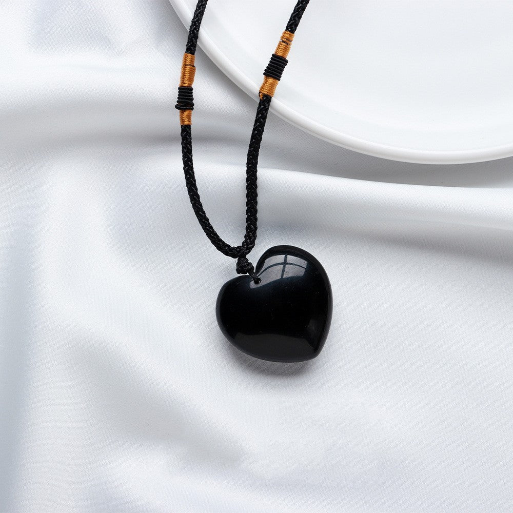 Collier Cœur en Obsidienne