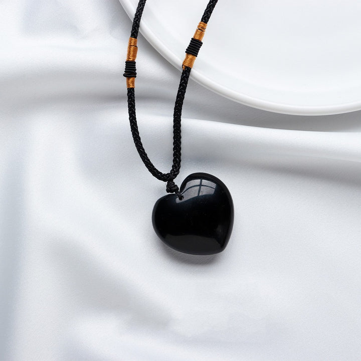 Collier Cœur en Obsidienne