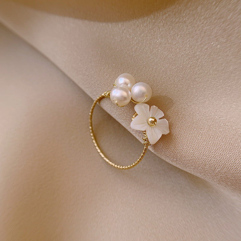 Freshwater Pearl Shell Flower Index Finger Ring