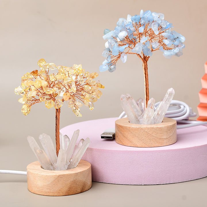 Lampe Arbre de Cristal Blanc Naturel