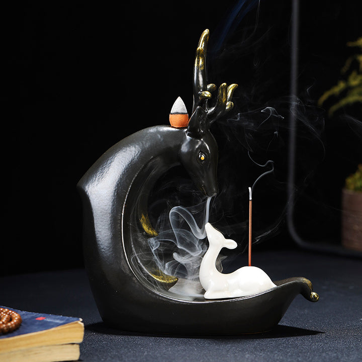 Brûleur d’Encens Céramique Cerf & Lotus