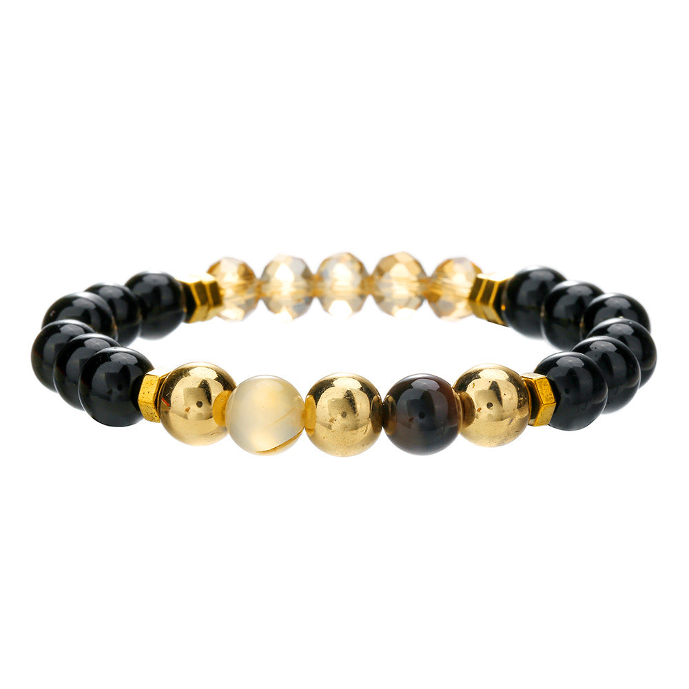 Bracelet "Prospérité" en Citrine et Quartz Doré