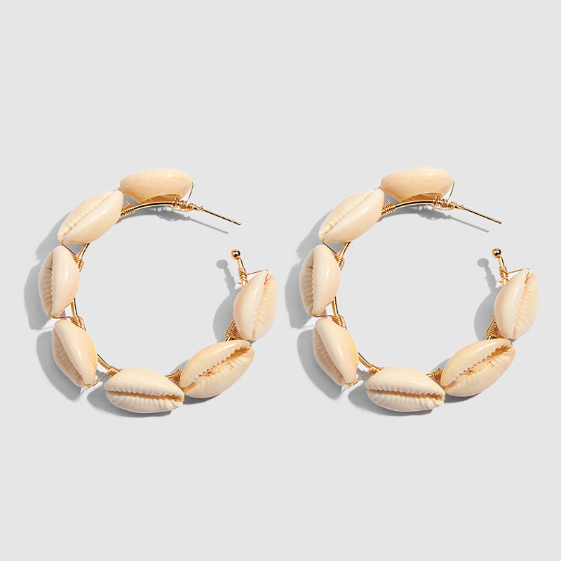 Natural shell alloy earrings