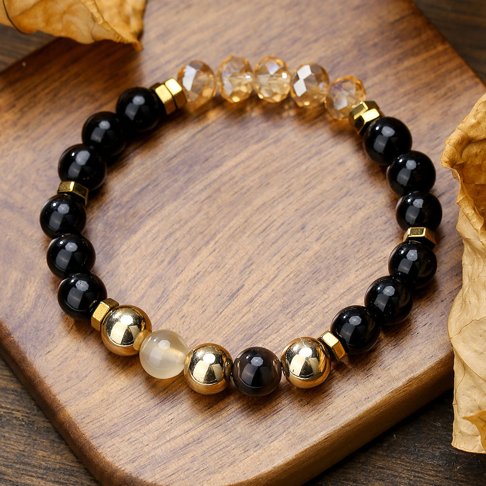 Bracelet "Prospérité" en Citrine et Quartz Doré