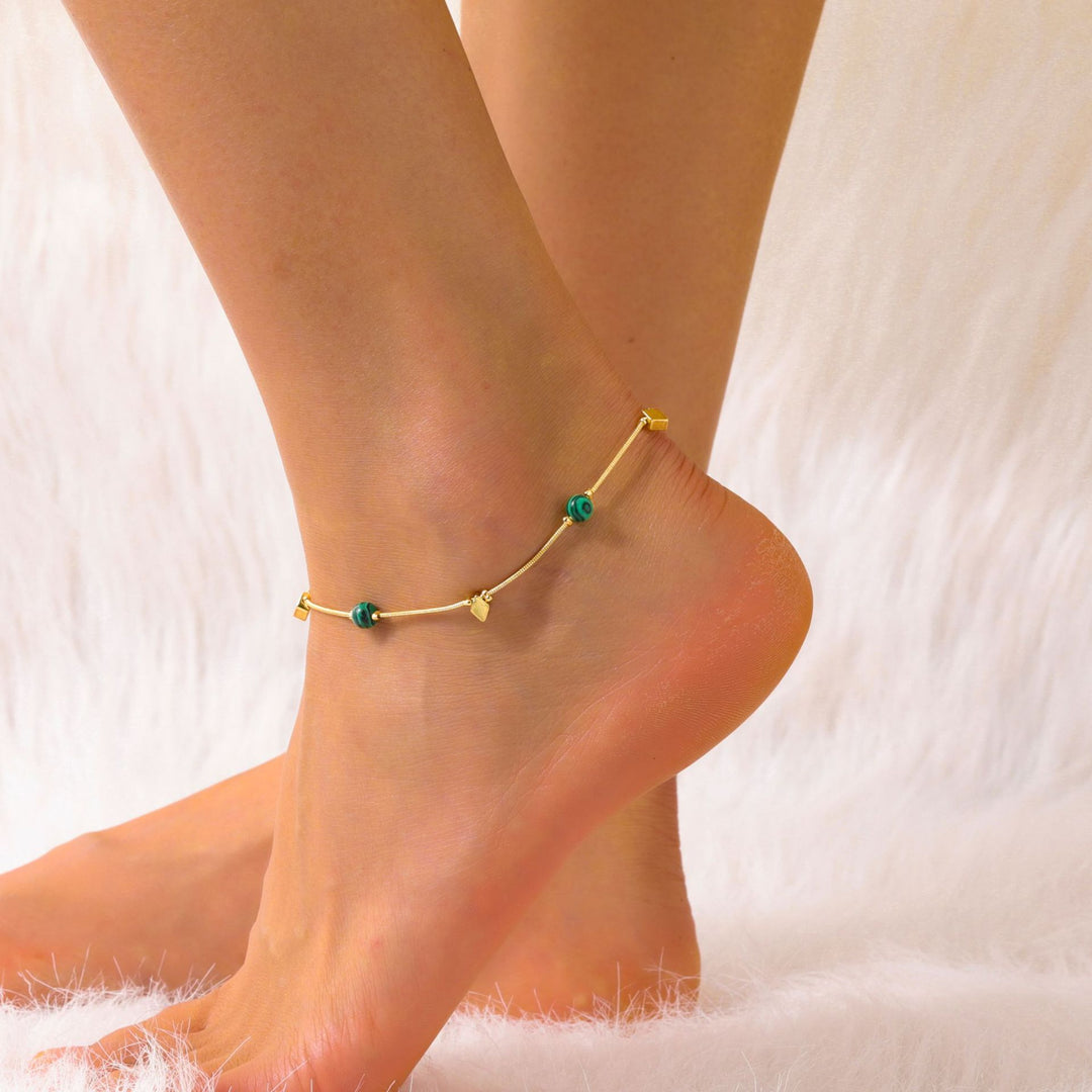 Bracelet de Cheville "Émeraude d’Été"
