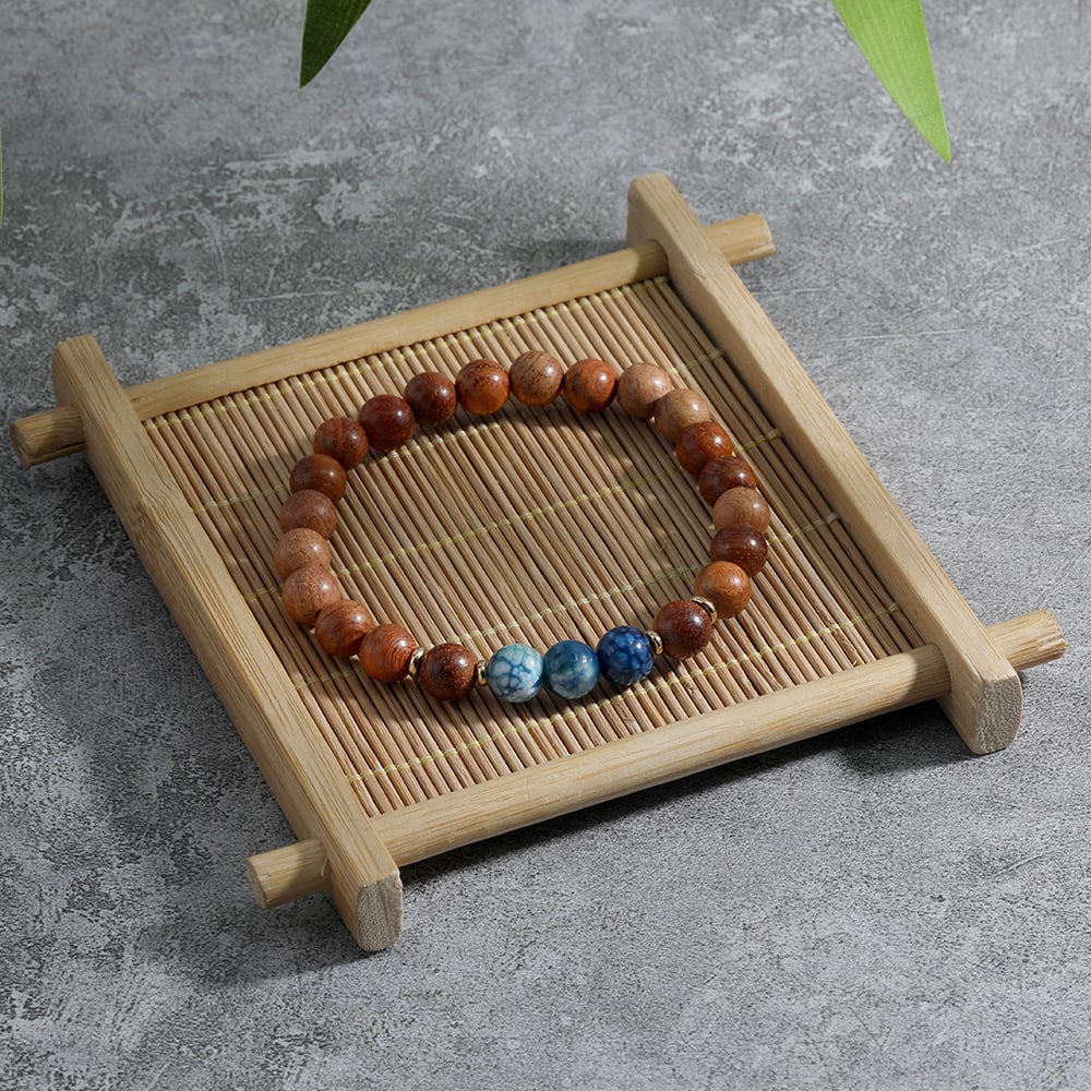 Bracelet "Connexion à la nature" en Perles de Bois et Agate - Style Ethnique