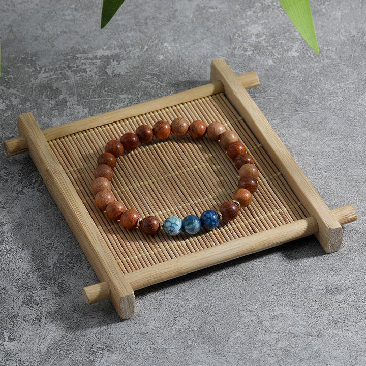 Bracelet "Connexion à la nature" en Perles de Bois et Agate - Style Ethnique