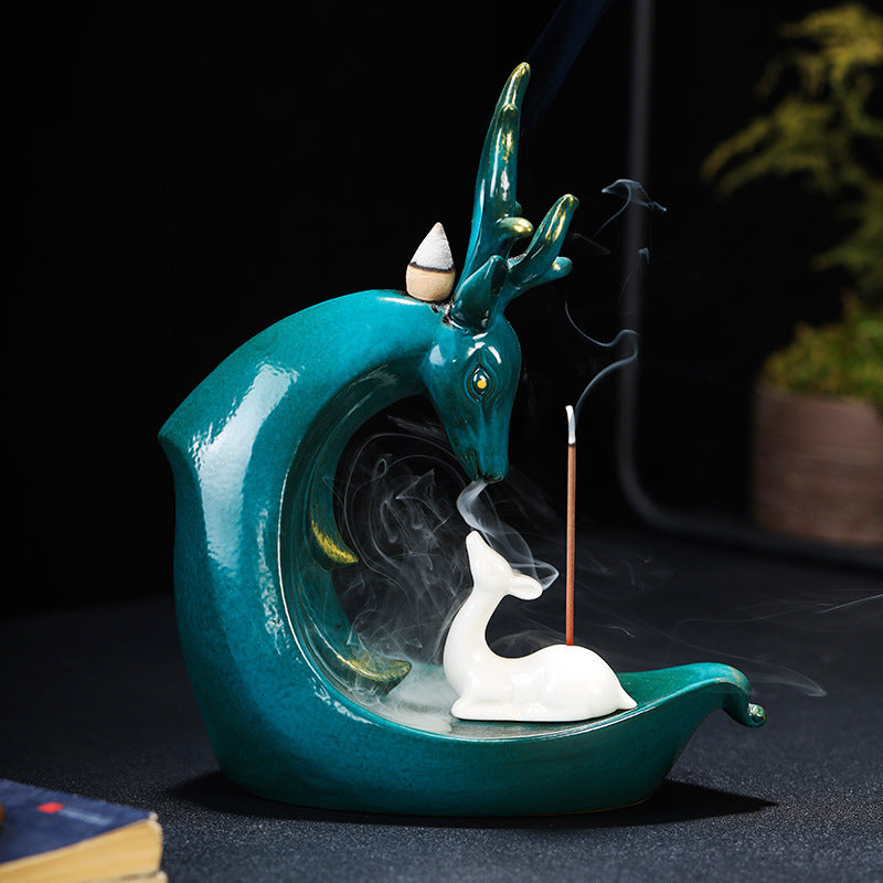 Brûleur d’Encens Céramique Cerf & Lotus