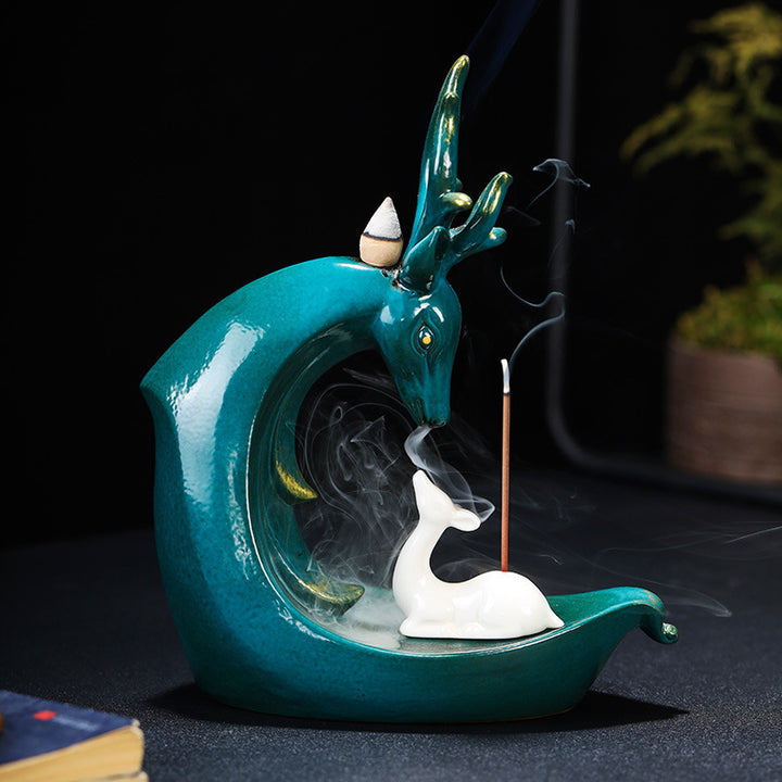 Brûleur d’Encens Céramique Cerf & Lotus