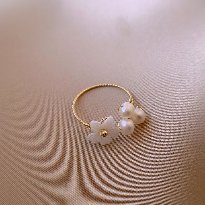 Freshwater Pearl Shell Flower Index Finger Ring