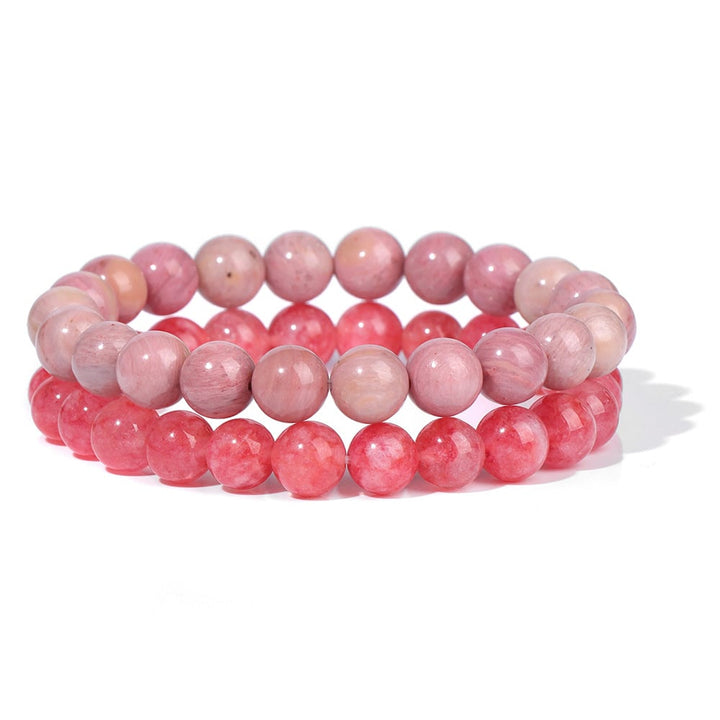 Bracelet DUO "Amour et Compassion" en rhodochrosite et Angelite rouge