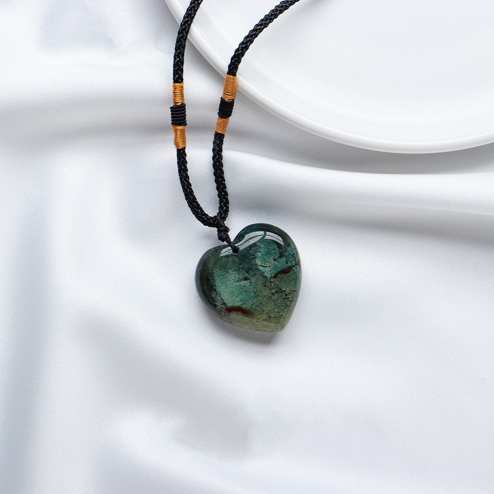 Collier Cœur en Agate Verte