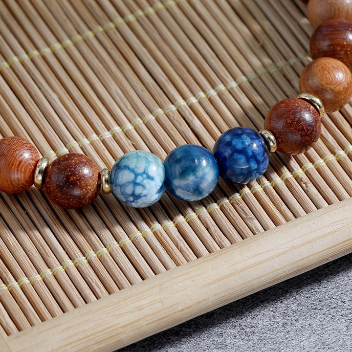 Bracelet "Connexion à la nature" en Perles de Bois et Agate - Style Ethnique