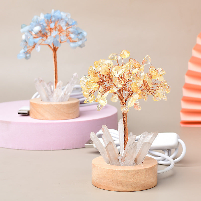 Lampe Arbre de Cristal Blanc Naturel