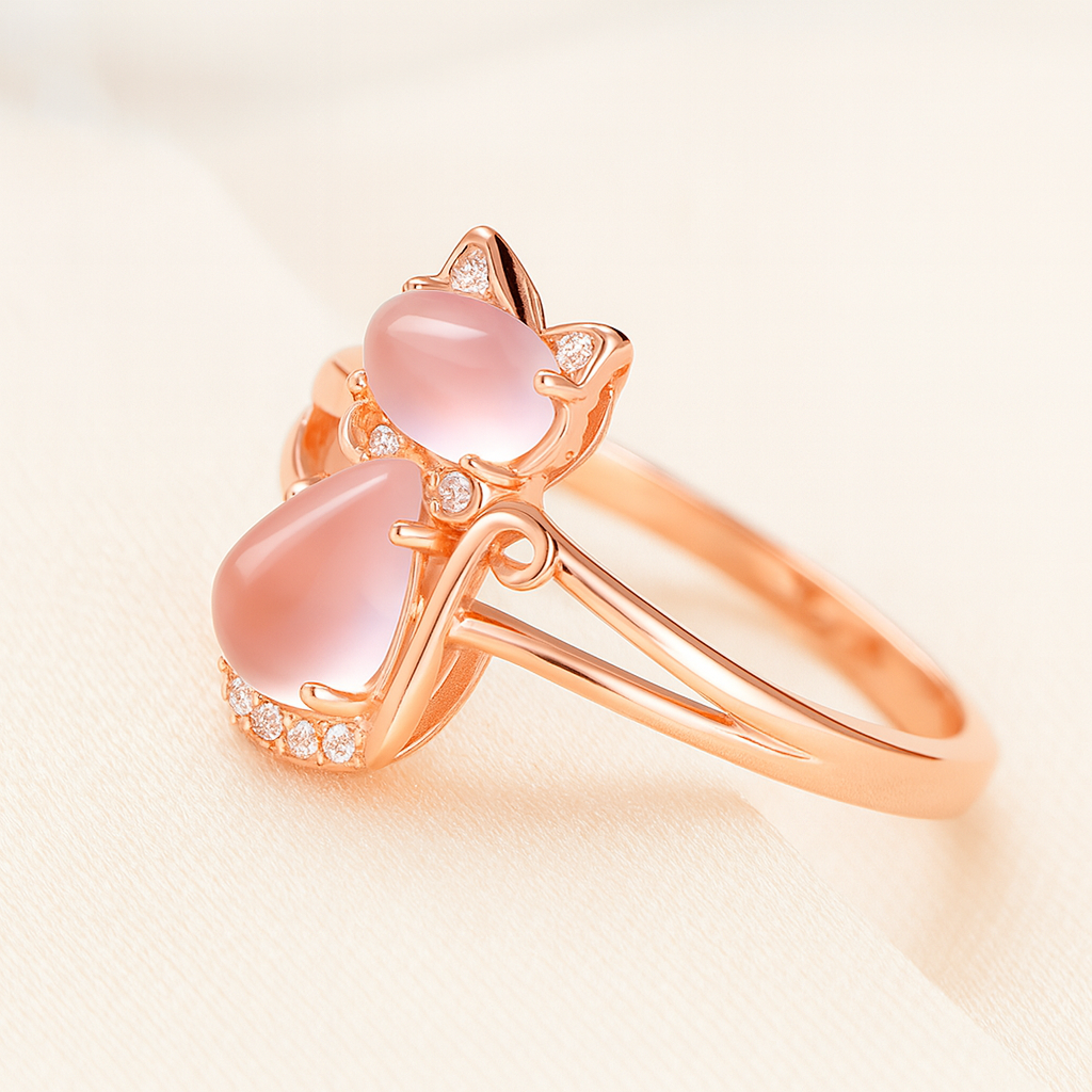 Bague Féline en Cristal Rose