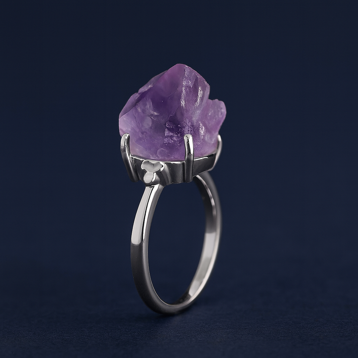 Bague « Force des Étoiles » en Améthyste Brute