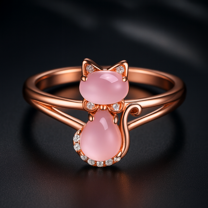 Bague Féline en Cristal Rose