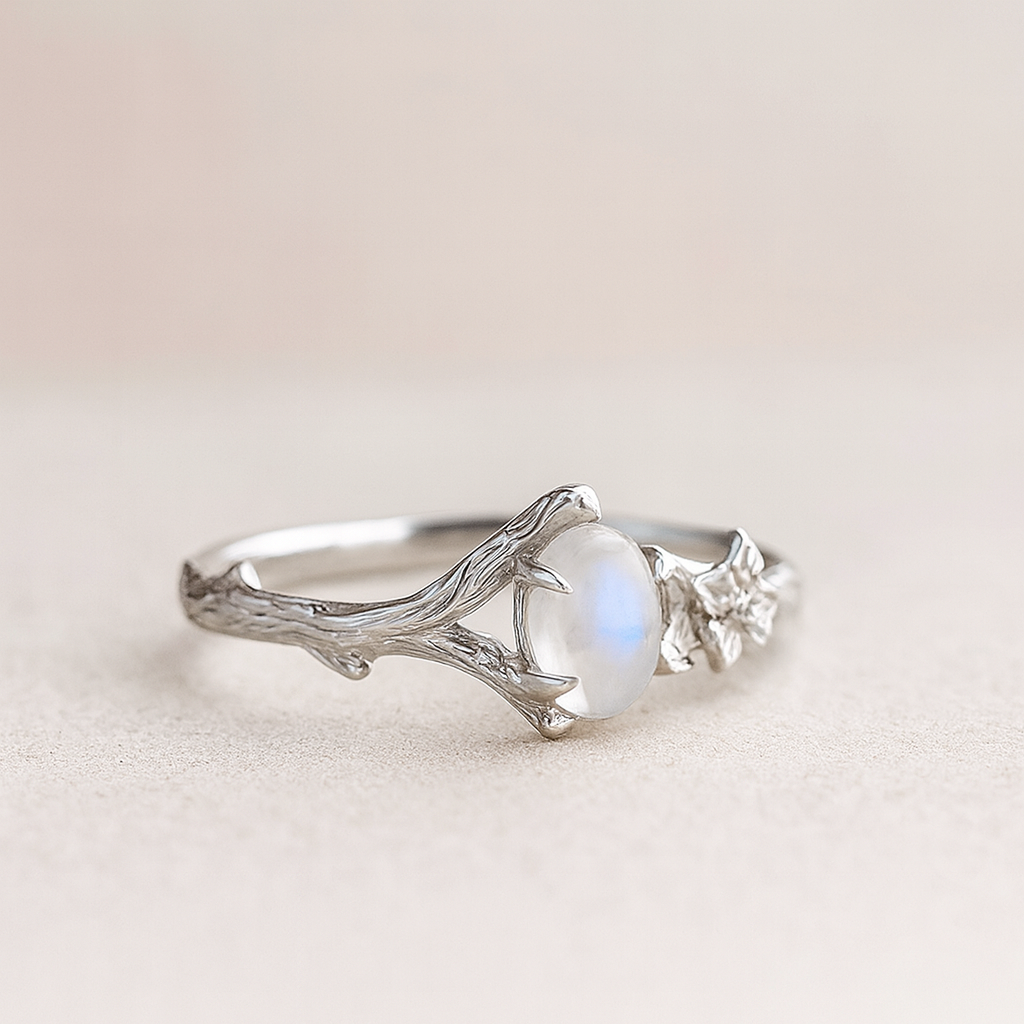 Bague "Arbre de Lune" en Pierre de Lune Naturelle