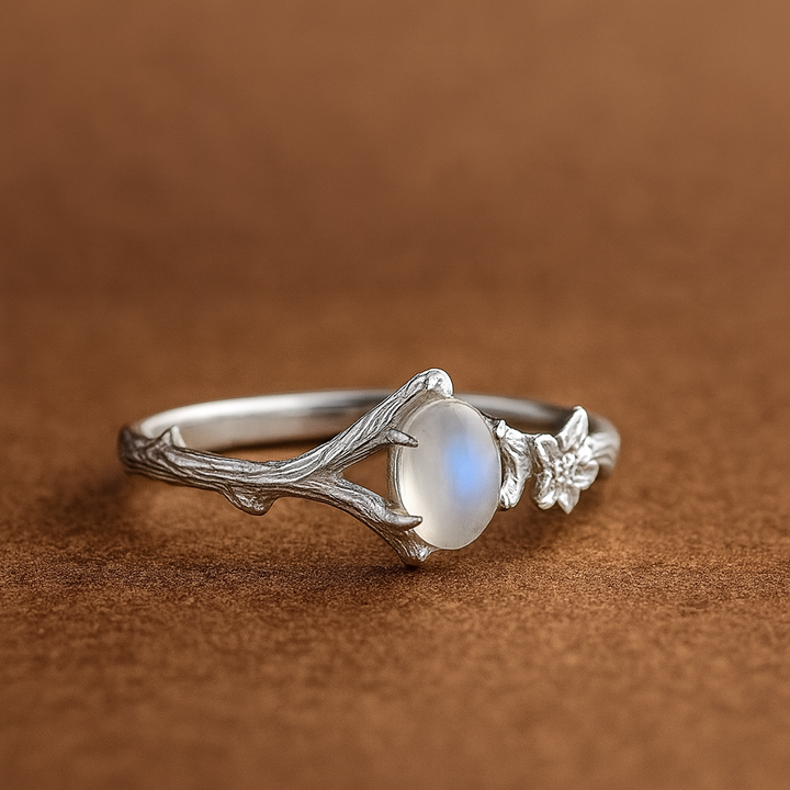 Bague "Arbre de Lune" en Pierre de Lune Naturelle