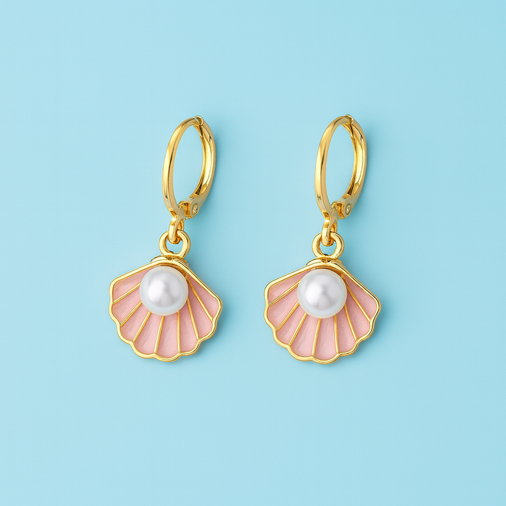 Boucles d’Oreilles Coquillage Rose & Perle