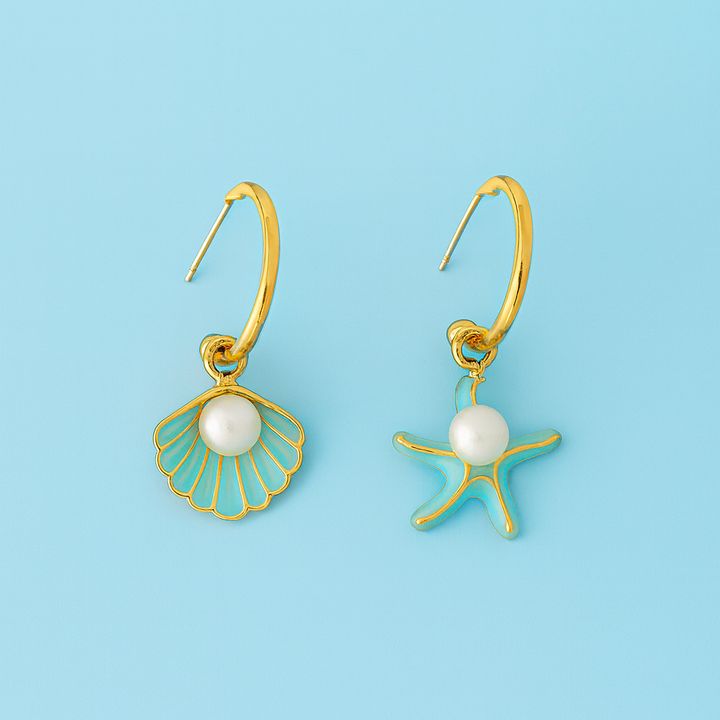 Boucles d’Oreilles Coquillage & Étoile de Mer