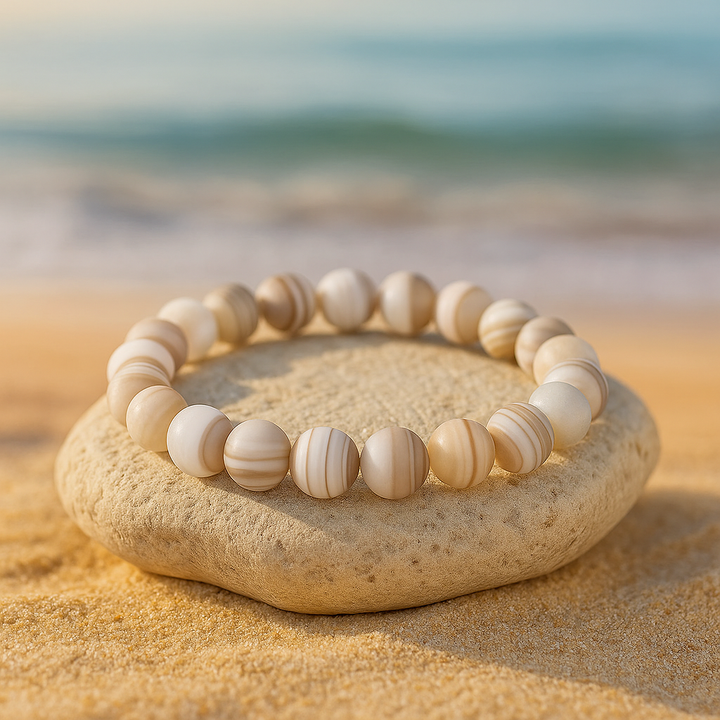 Bracelet "Trouver la paix et la sérénité" en Agate Givrée