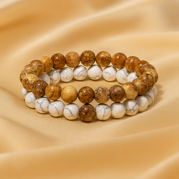 bracelet DUO "Stabilité et Ancrage" en Jaspe Paysage
