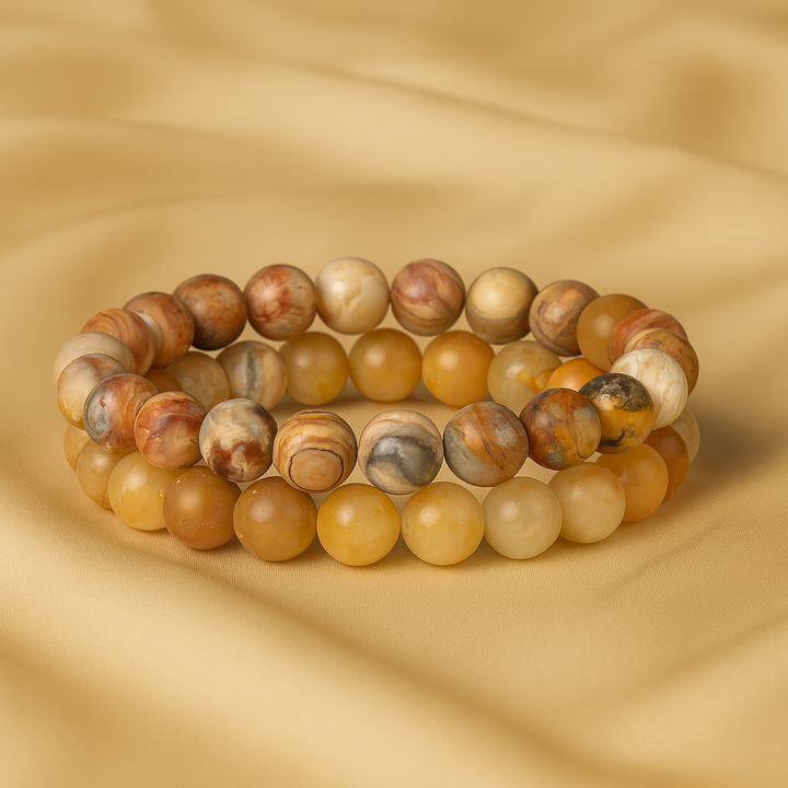 Bracelet "Confiance en soi et Apaisement" en Agate Crazy Lace et Aventurine Jaune