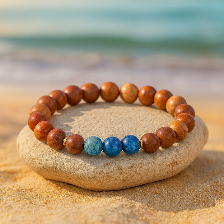 Bracelet "Connexion à la nature" en Perles de Bois et Agate - Style Ethnique