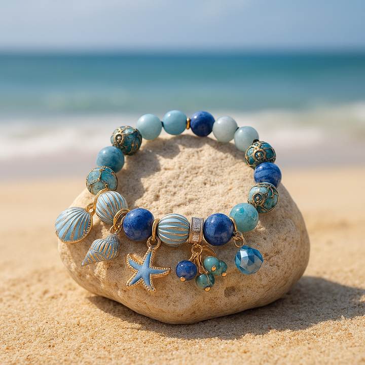 Bracelet Coquillage Agate Bleue