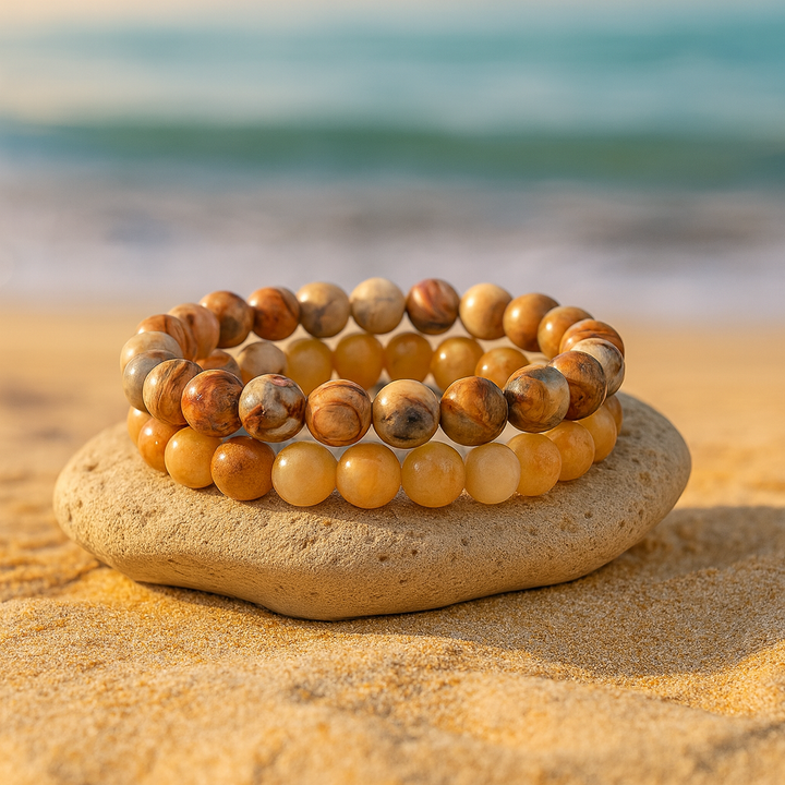 Bracelet "Confiance en soi et Apaisement" en Agate Crazy Lace et Aventurine Jaune
