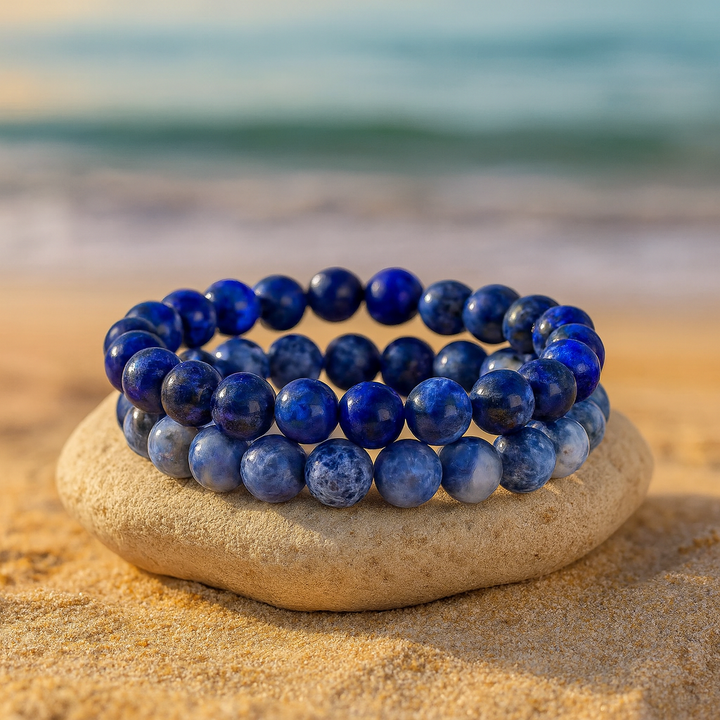 Bracelet "Intuition et Communication" en Lapis Lazulli et Sodalite