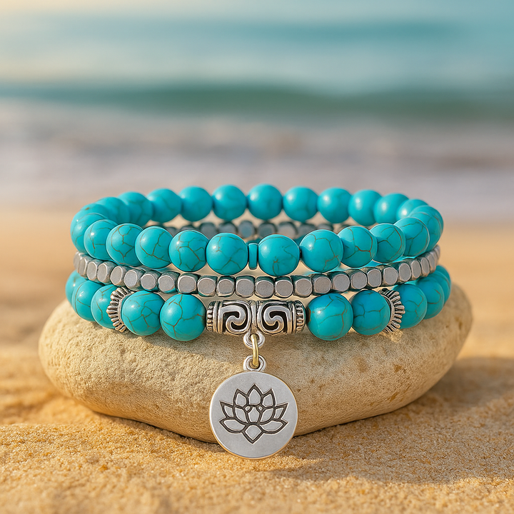 Bracelet Design et Créatif en Howlite bleu